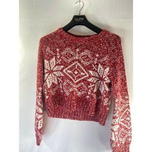 Anthropologie Kaisely Womens Cropped Sweater Red S